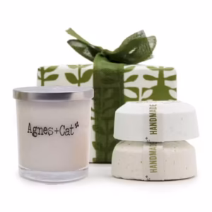 Set de Regalo: Bombas de baño de Higo blanco & Arándano silvestre + Vela de Ruibarbo