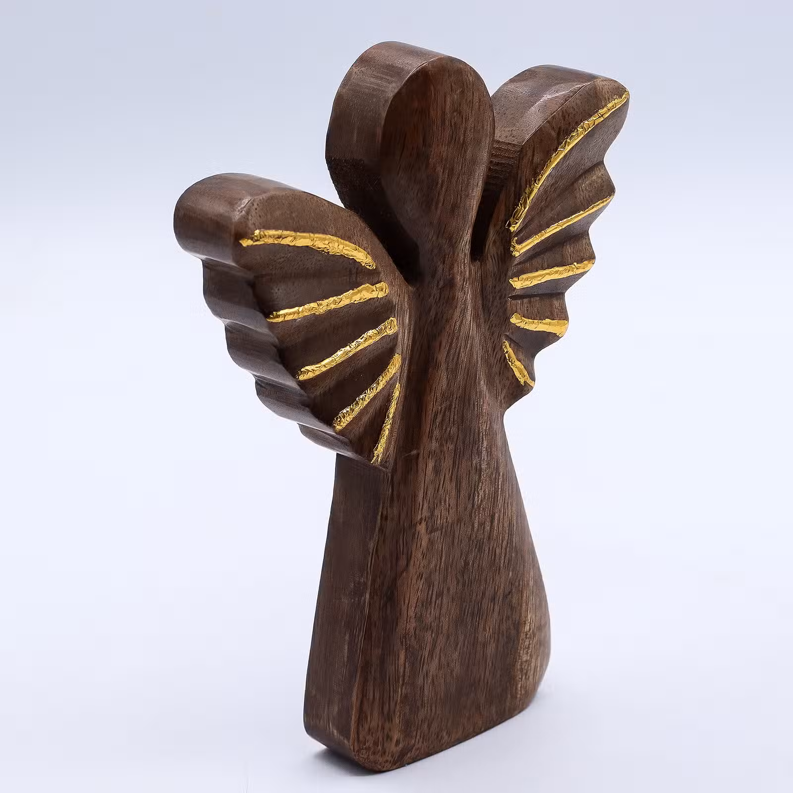 Ángel de madera de mango - decoración dorada 19 cm. - Imagen 3