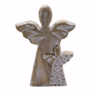 Ángel de madera de mango en Ángel - lavado blanco