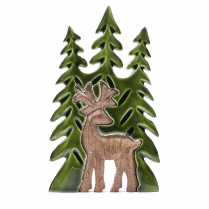 Perdidos en el bosque - Ciervo en el bosque 3D Decoración de madera - 25x15 cm.