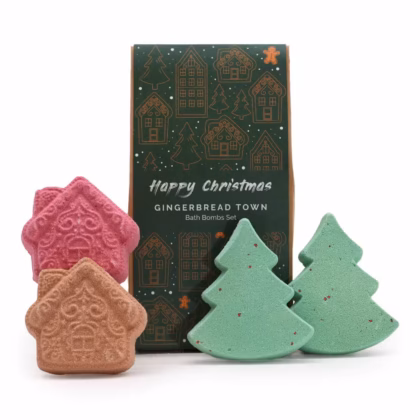 Pack de Regalo de Bombas de Baño Navideñas de Ciudad de Pan de Jengibre
