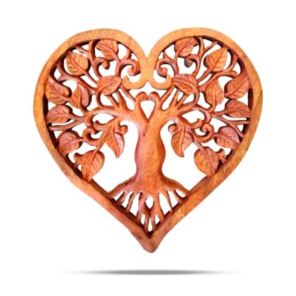 Panel Decorativo de Madera en Forma de Corazón con Árbol de la Vida 40 cm.