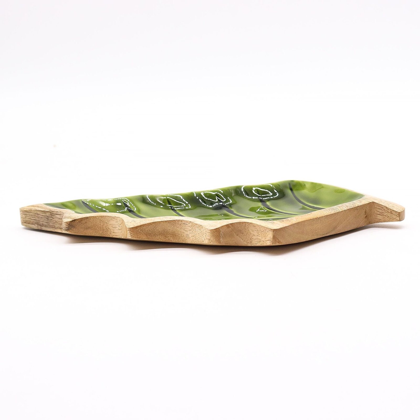 Perdido en el Bosque - Tazón de madera con hoja esmaltada - 33x17cm