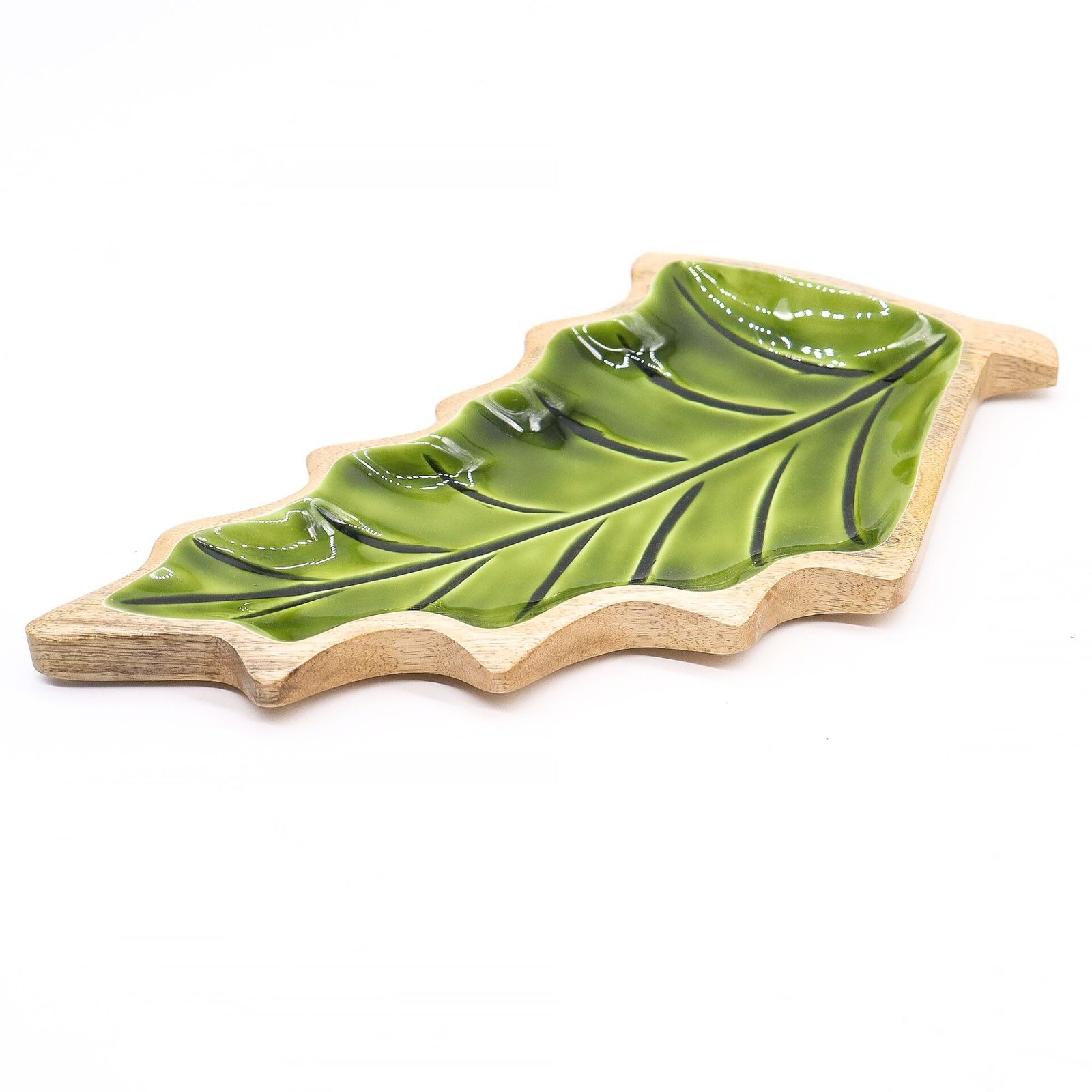 Perdido en el Bosque - Tazón de madera con hoja esmaltada - 33x17cm - Imagen 5