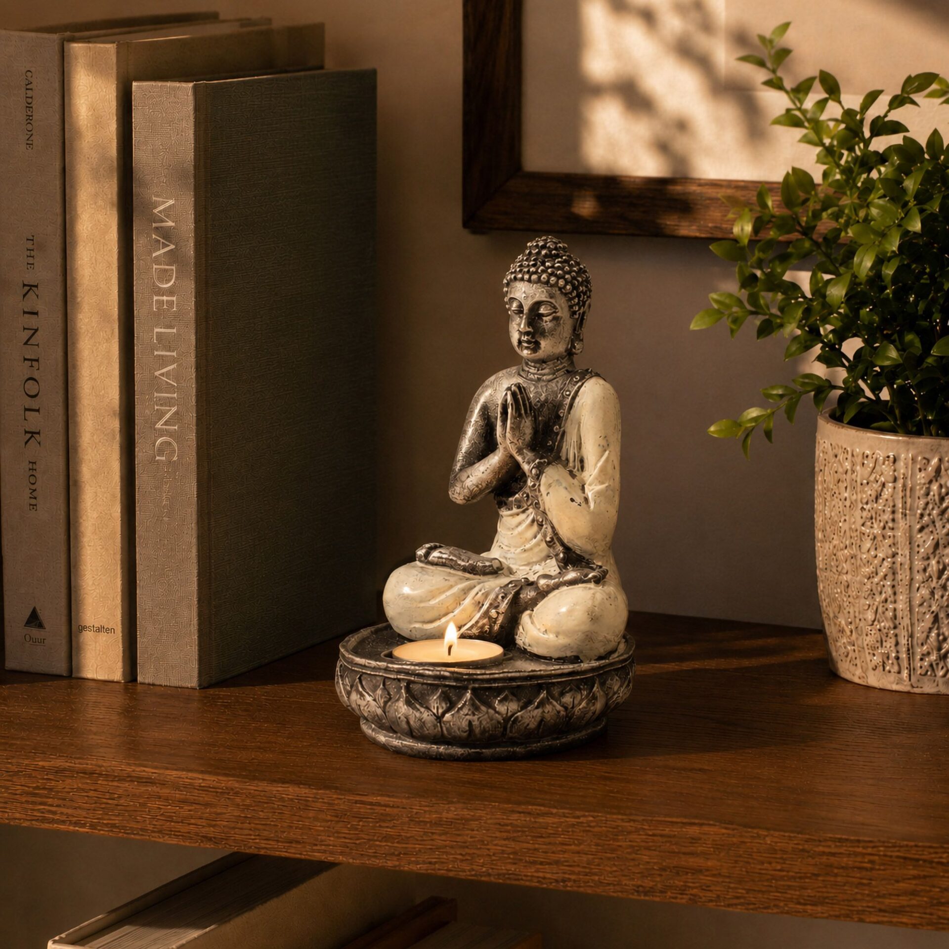 Buddha Porta Vela- Blanco - Imagen 3