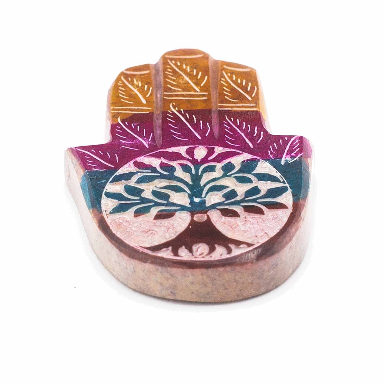 Porta Incienso Hamsa de Esteatita 9x6cm - Árbol de la Vida - Imagen 3