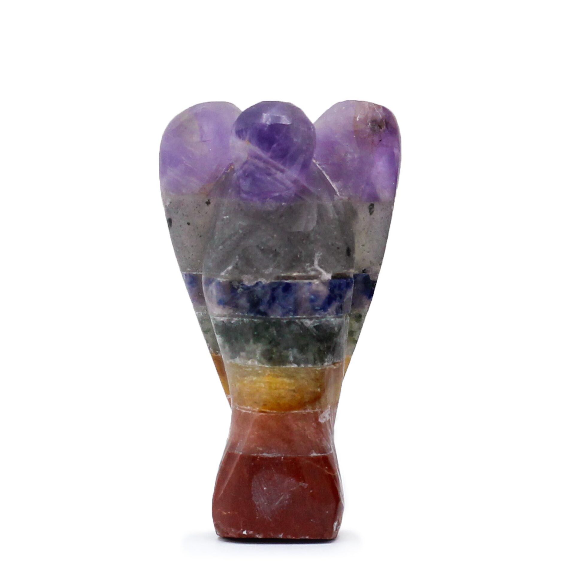 Ángel de Piedras Preciosas Tallado a Mano - Siete Chakras (aprox 3.5cm)