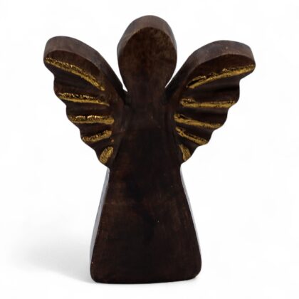Ángel de madera de mango - decoración dorada 12 cm.