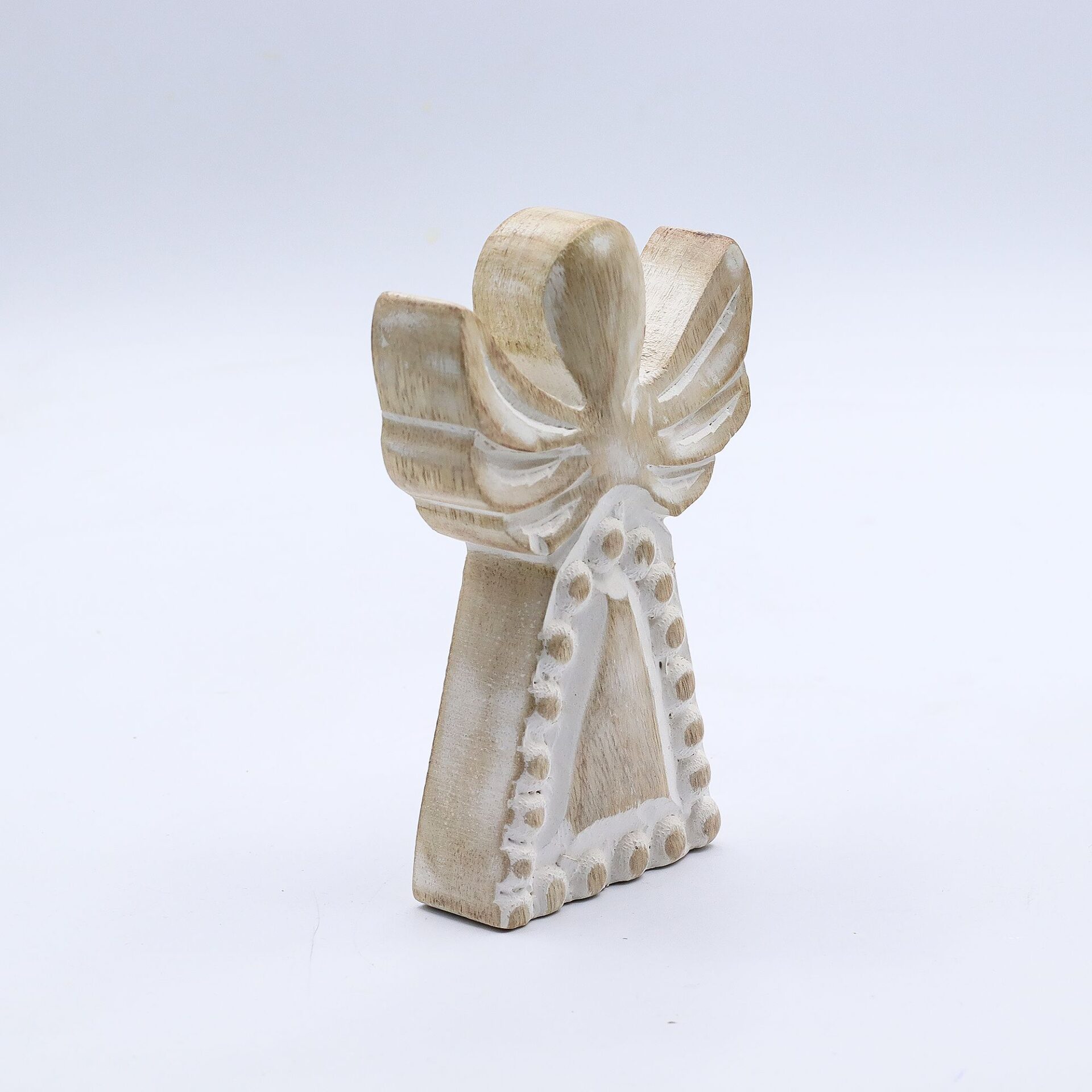 Ángel de madera de mango - lavado blanco - Imagen 6