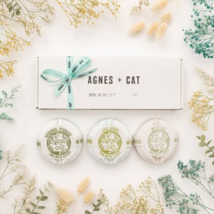 Conjunto regalo de bombas de baño efervescentes con aroma a bayas e higo
