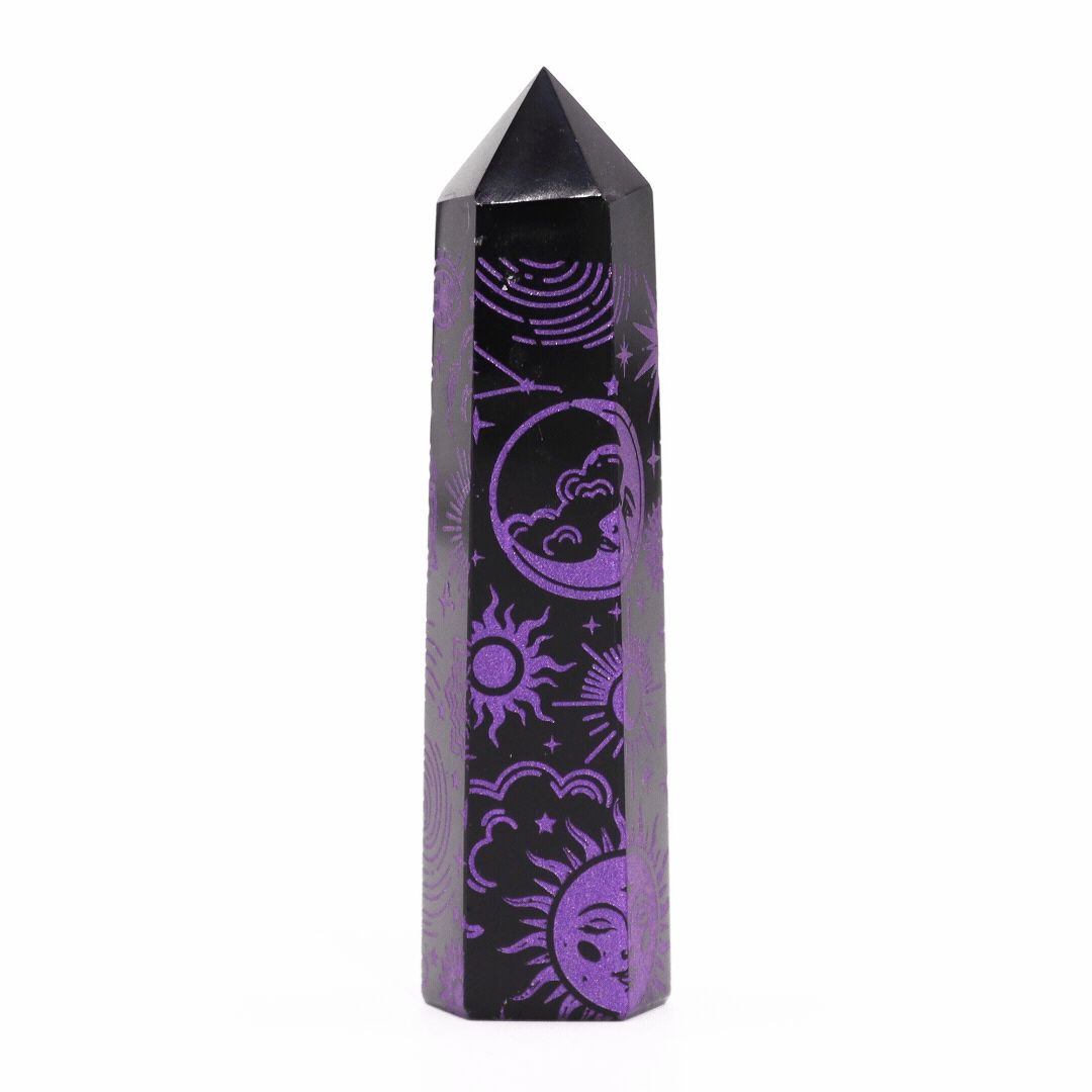 Puntas de Obsidiana Negra - Historia Mística - Morado Profundo - Imagen 6