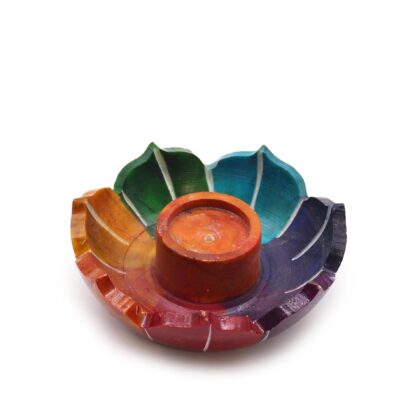 Porta-incienso Flor de Loto de Esteatita 7.5x2.5cm - Colores de los Chakras