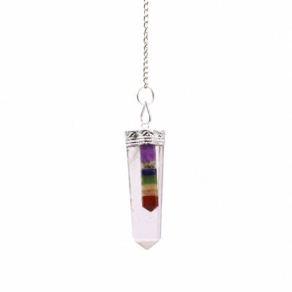 Péndulo Especial Alineador de 7 Chakras en Cuarzo Claro
