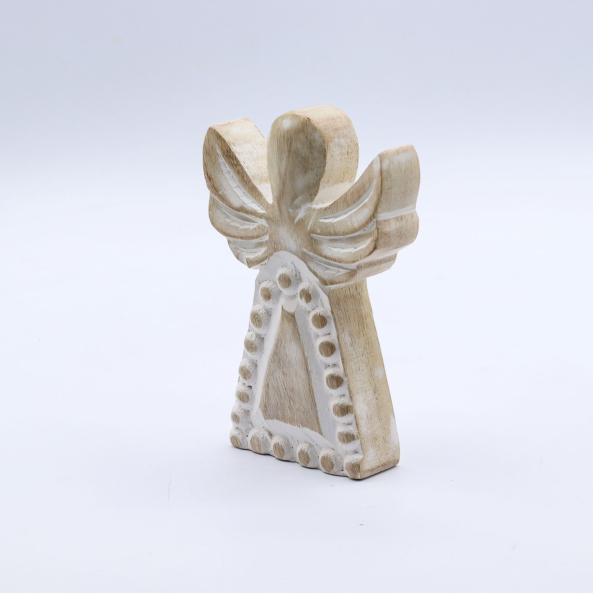 Ángel de madera de mango - lavado blanco - Imagen 7