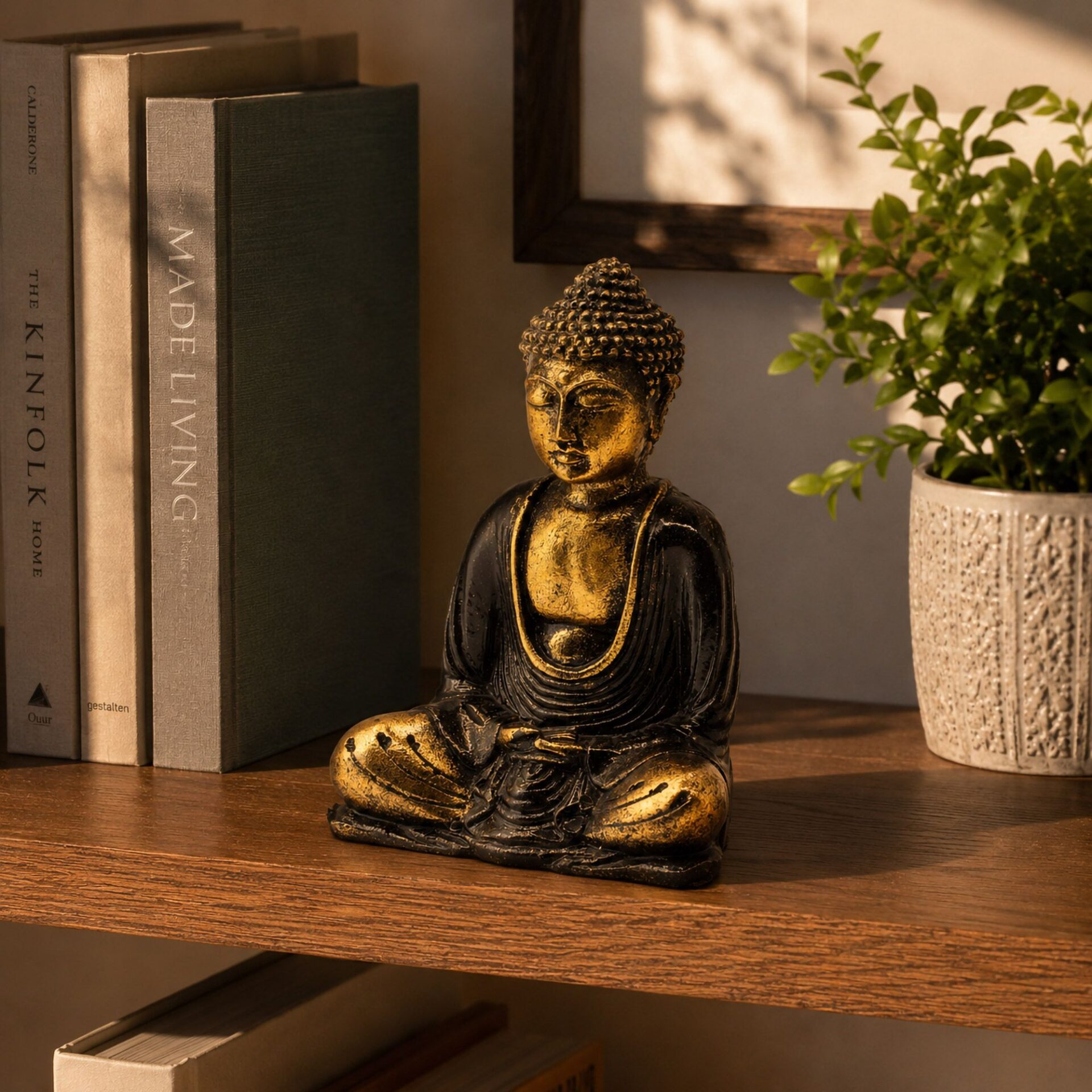 Buda Negro y Oro - 15 cm. - Imagen 3