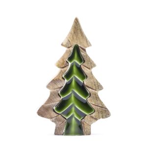 Decoración de madera con un pequeño árbol dentro de un árbol - 15x10 cm.