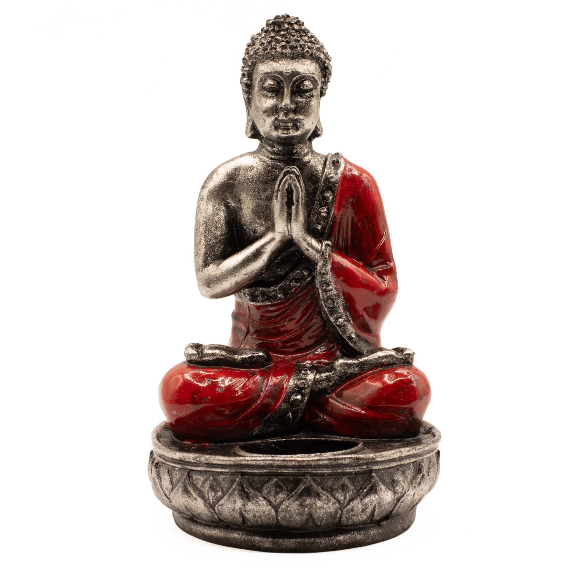 Buda Porta Velas - Rojo - 17 cm.