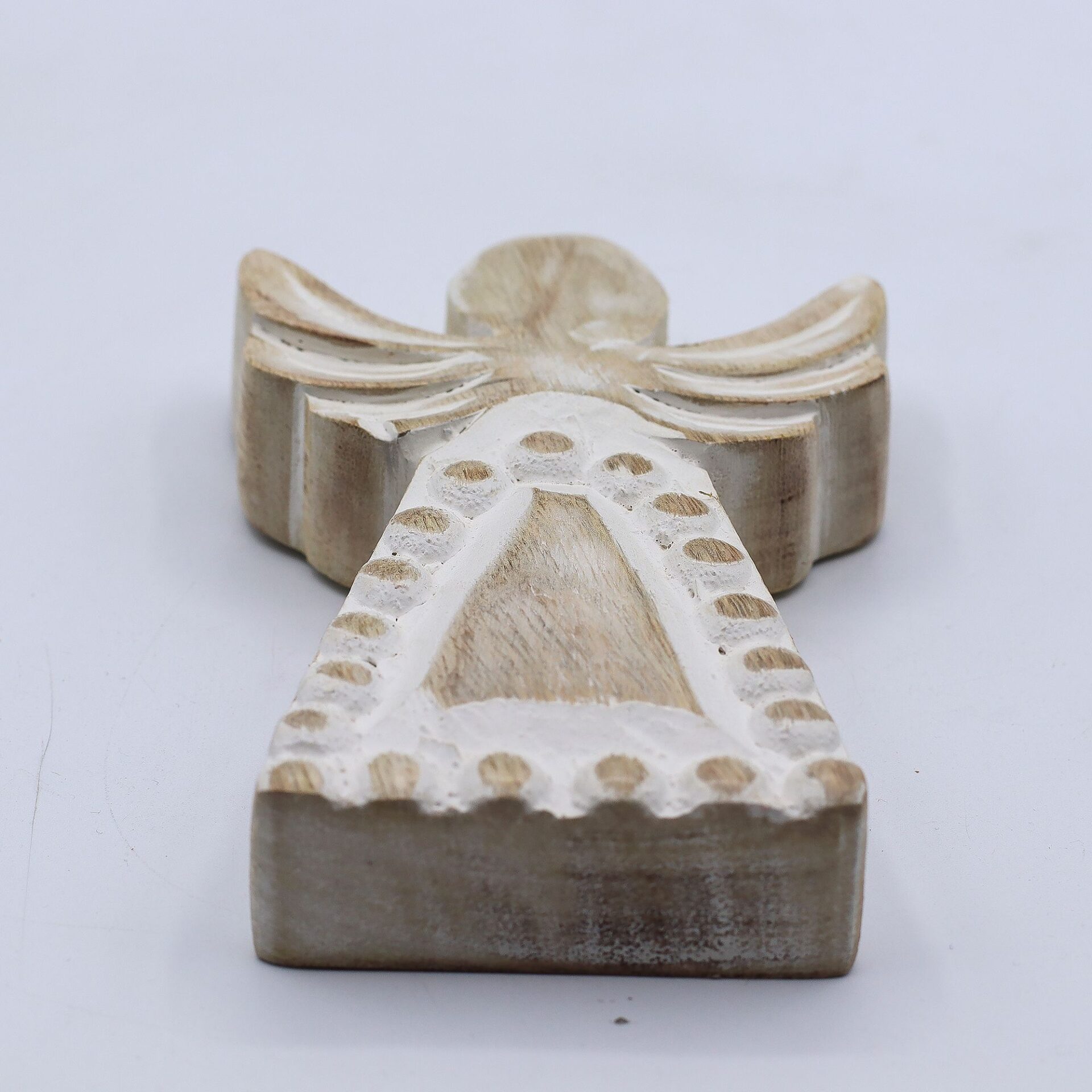 Ángel de madera de mango - lavado blanco - Imagen 8