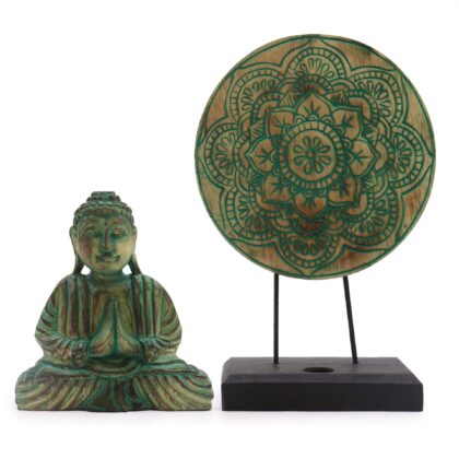 Set Feng Shui: Buda y Mandala Flor de Loto Verde Sanación