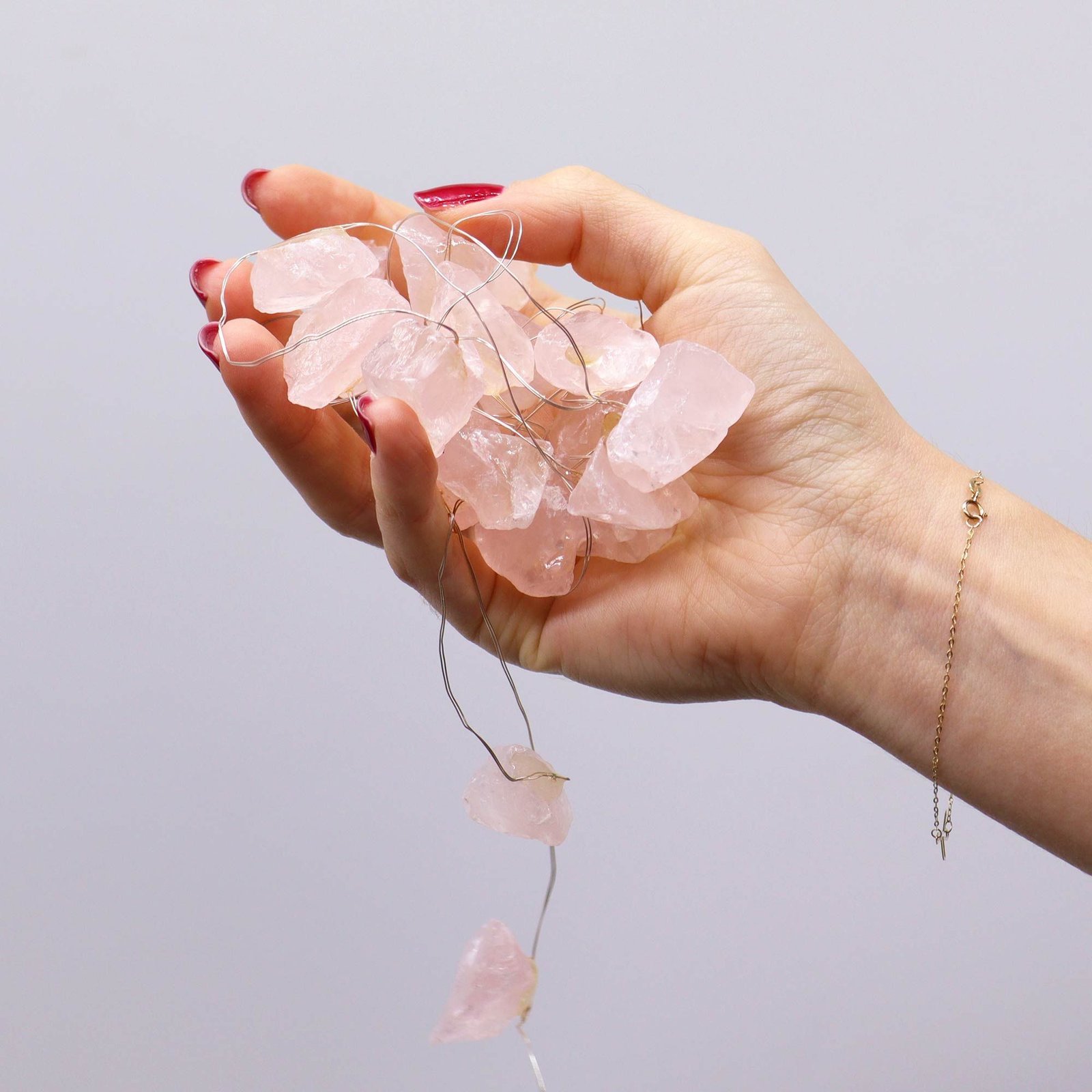 Luces de encantamiento de piedras preciosas - Cuarzo rosa - Imagen 5