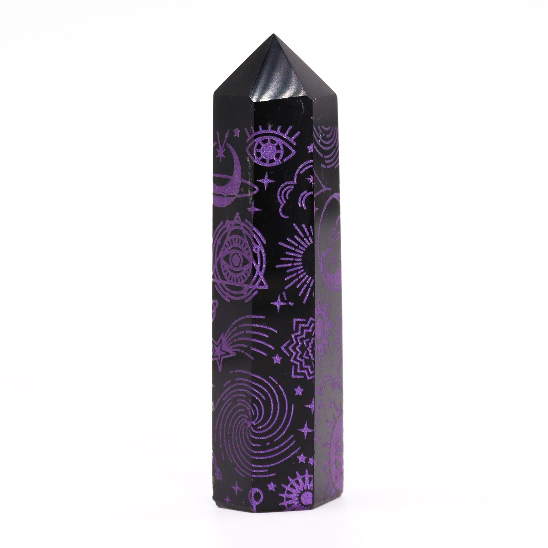 Puntas de Obsidiana Negra - Historia Mística - Morado Profundo - Imagen 2