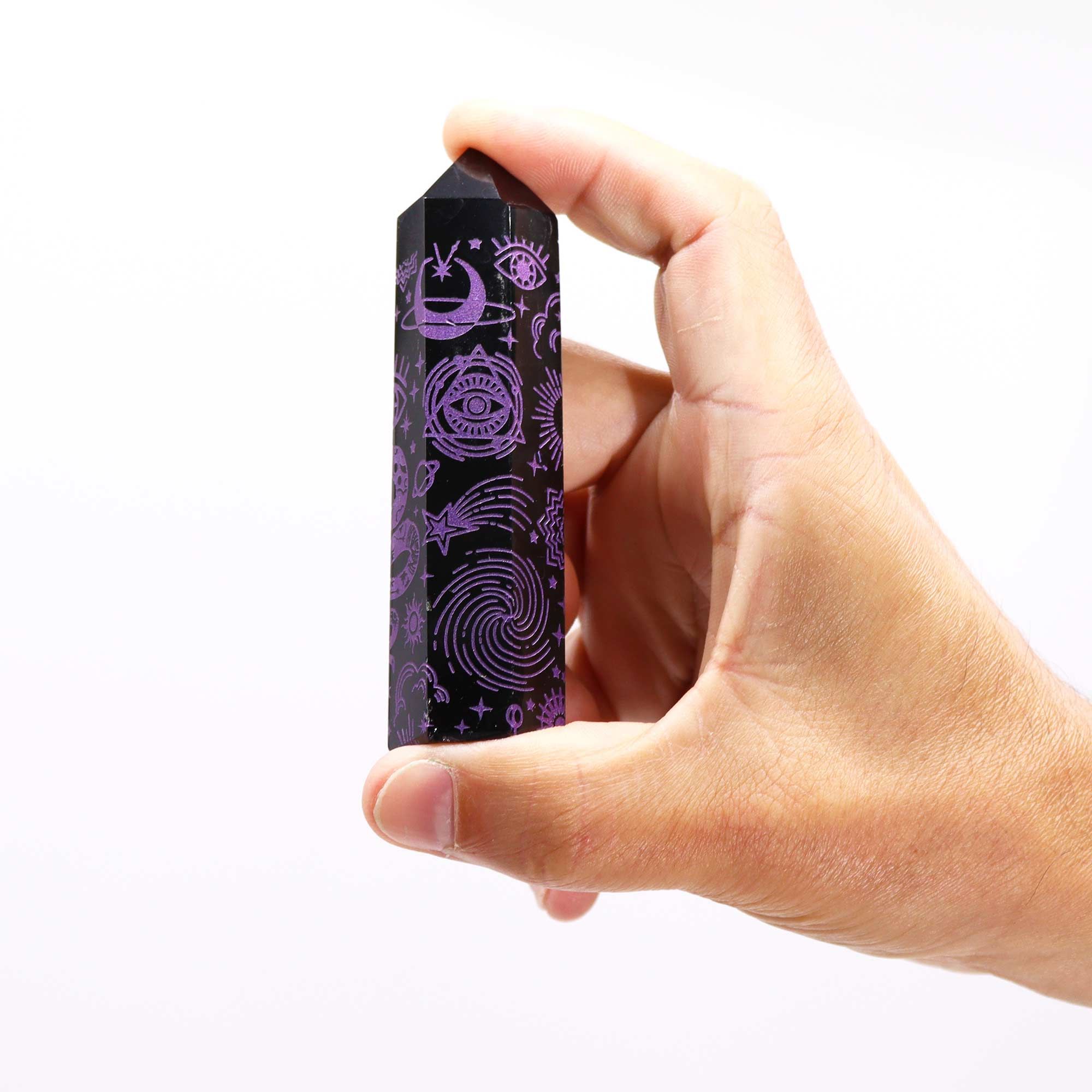 Puntas de Obsidiana Negra - Historia Mística - Morado Profundo - Imagen 8