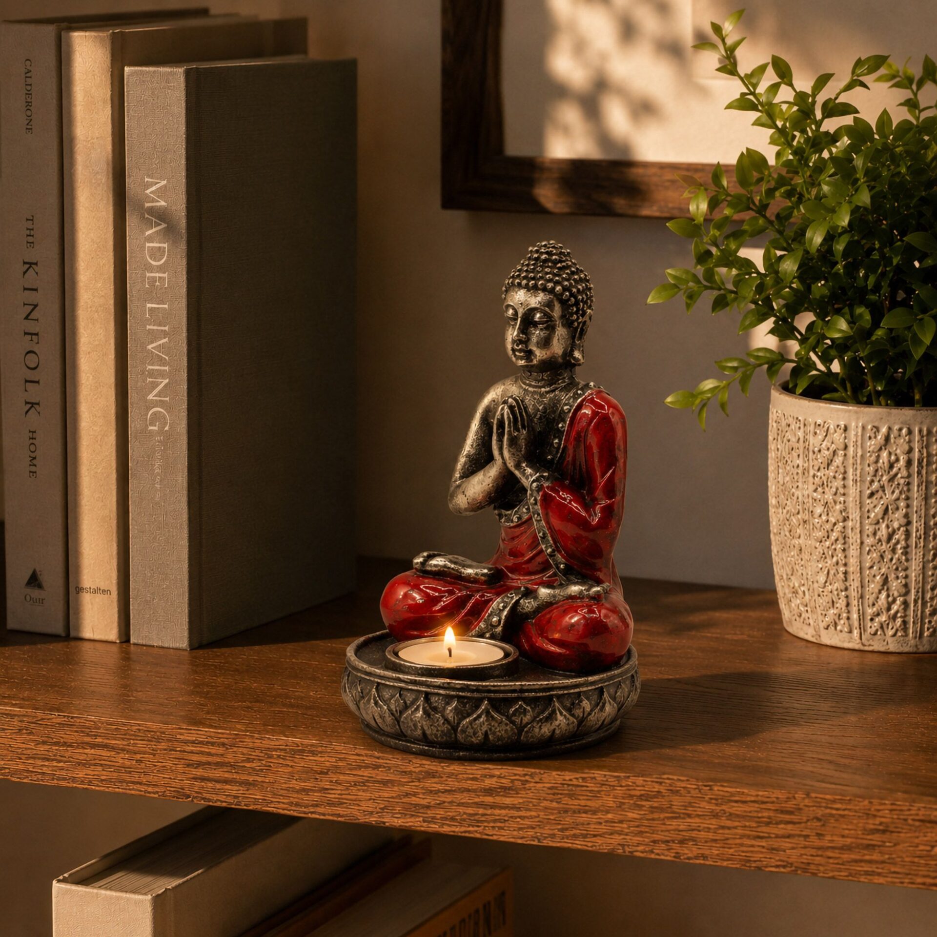 Buda Porta Velas - Rojo - 17 cm. - Imagen 6