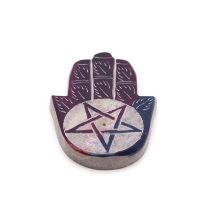 Porta-incienso Hamsa de esteatita 9x6cm -Pentágono