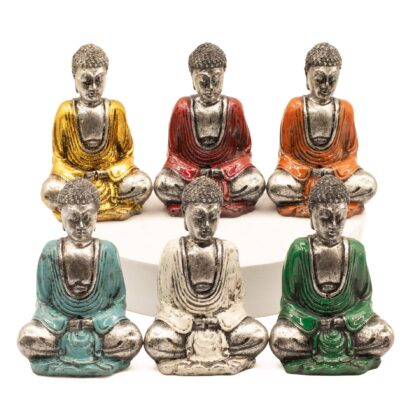Budas Plateados Lote de 6 (colores surtidos) 8x6x4 cm.