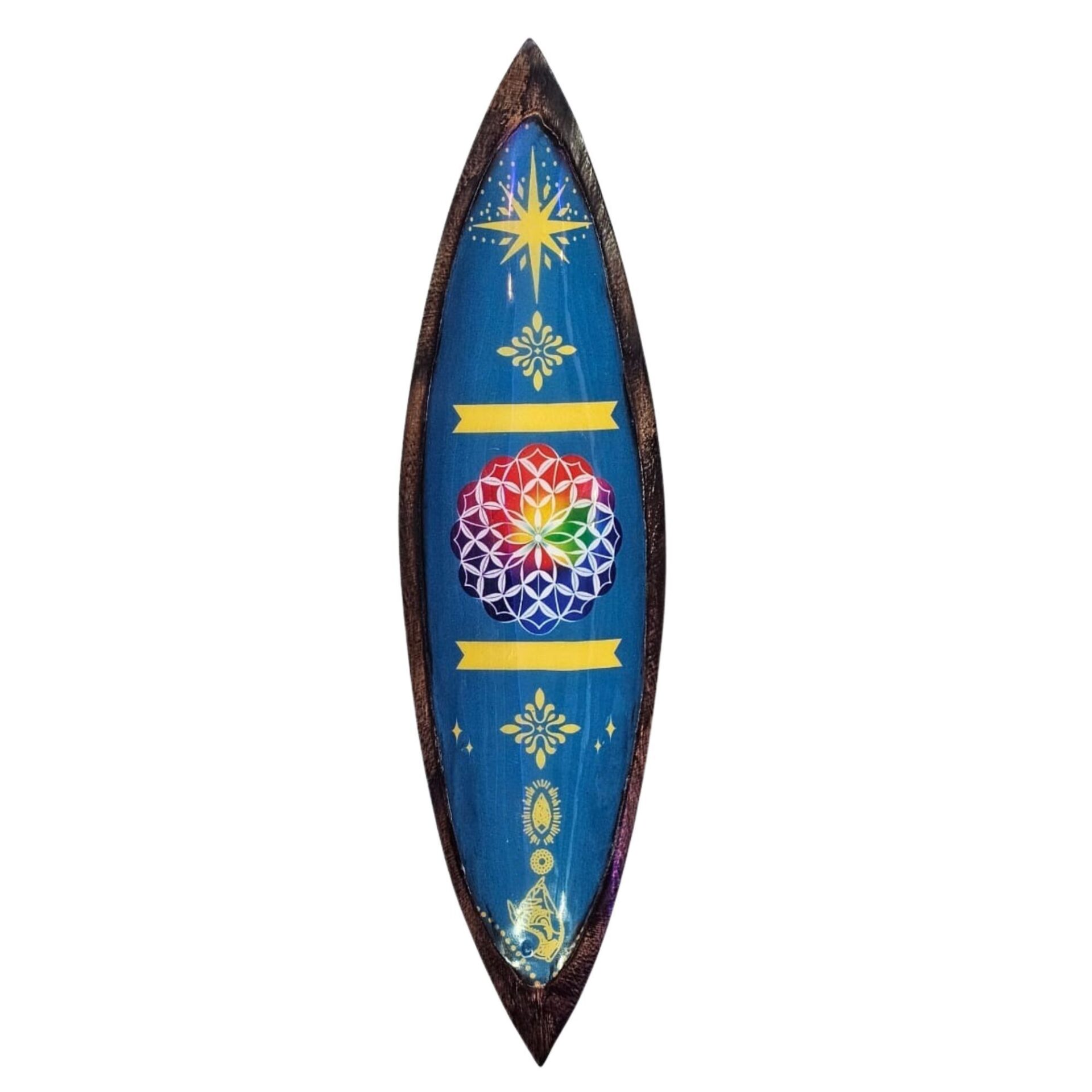 Cuenco de incienso esmaltado - Madera de mango - Mandala - 29 cm.
