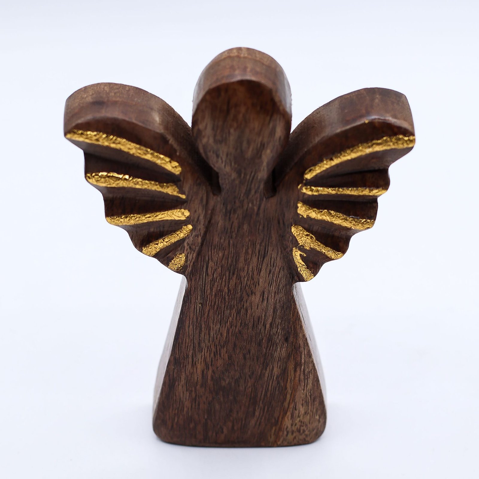 Ángel de madera de mango mediano - decoración dorada - Imagen 8