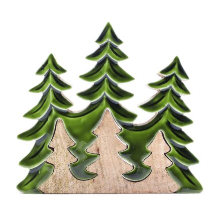 Perdidos en el bosque - Decoración de madera 3D de tres árboles - 20x23 cm.