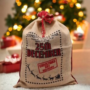 Saco de yute Santa Claus- 25th December 76x55 cm.