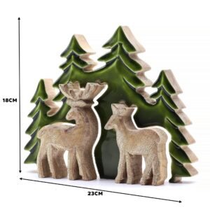 Perdido en el bosque - Dos ciervos en el bosque  Decoración de madera 3D - 18x23cm