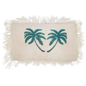 Funda de Cojín de Lino 30x50 cm. Palmera con Flecos