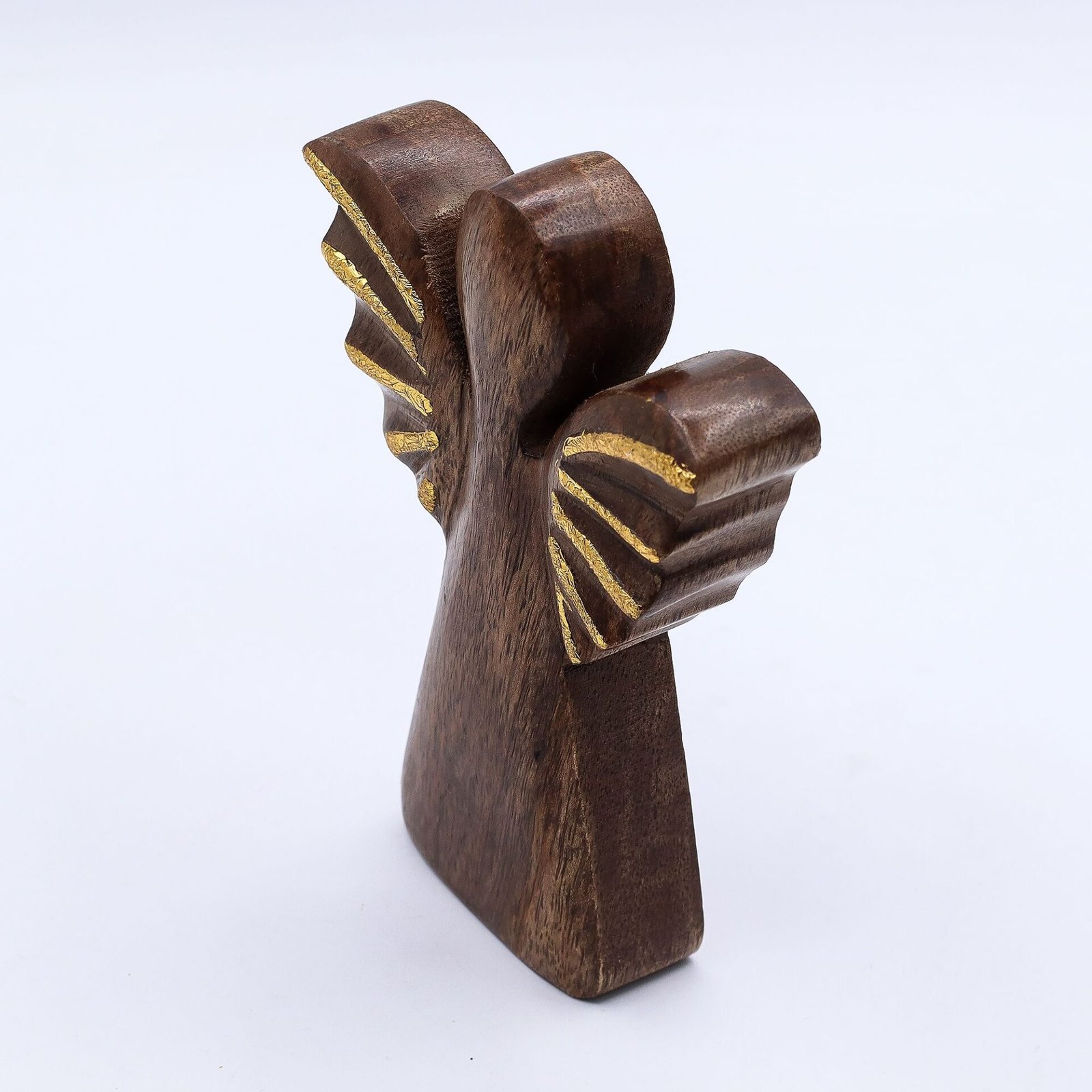 Ángel de madera de mango mediano - decoración dorada - Imagen 2