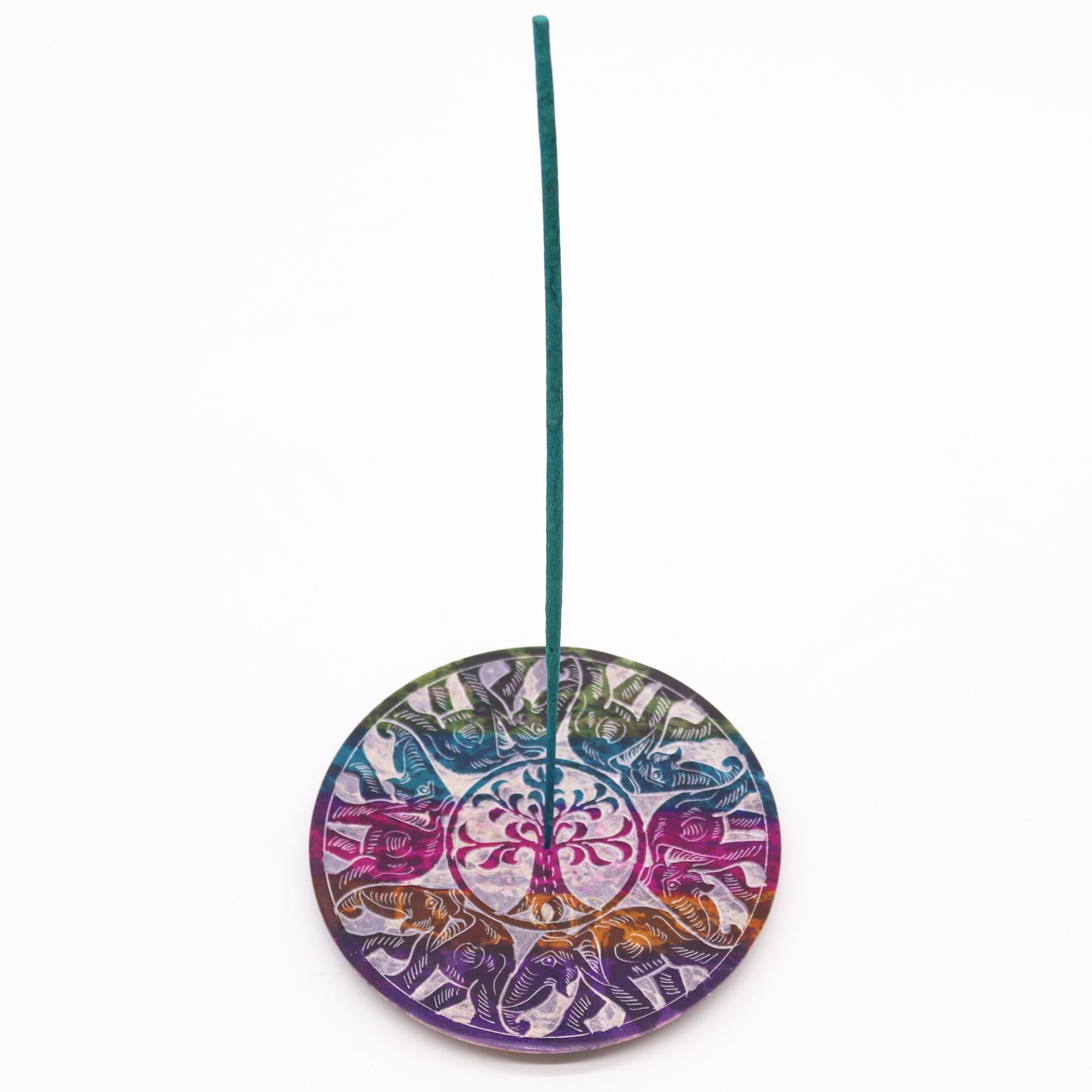 Porta-incienso Disco de Esteatita 12cm - 6 Elefantes de la Suerte - Imagen 3