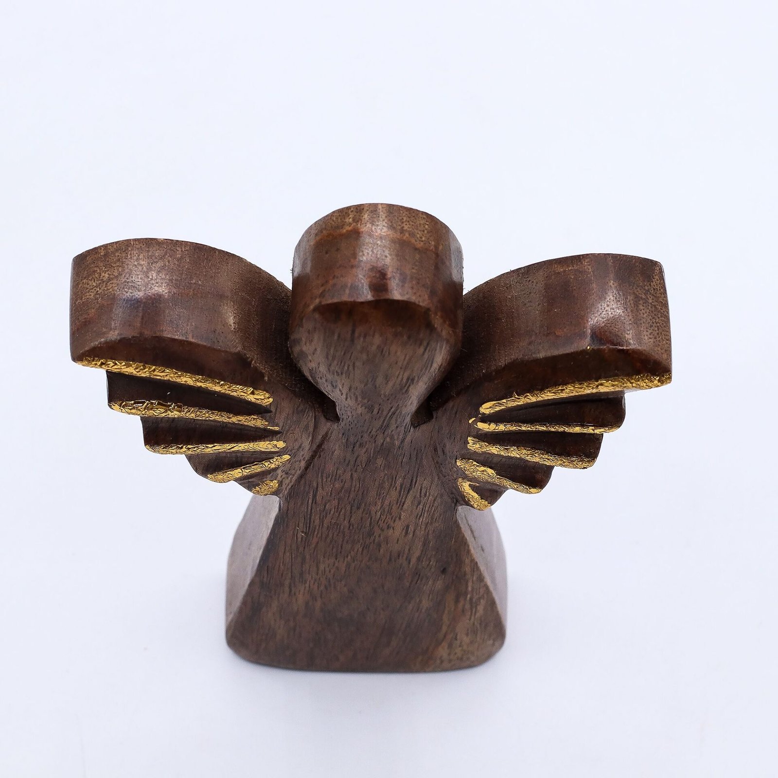 Ángel de madera de mango mediano - decoración dorada - Imagen 4