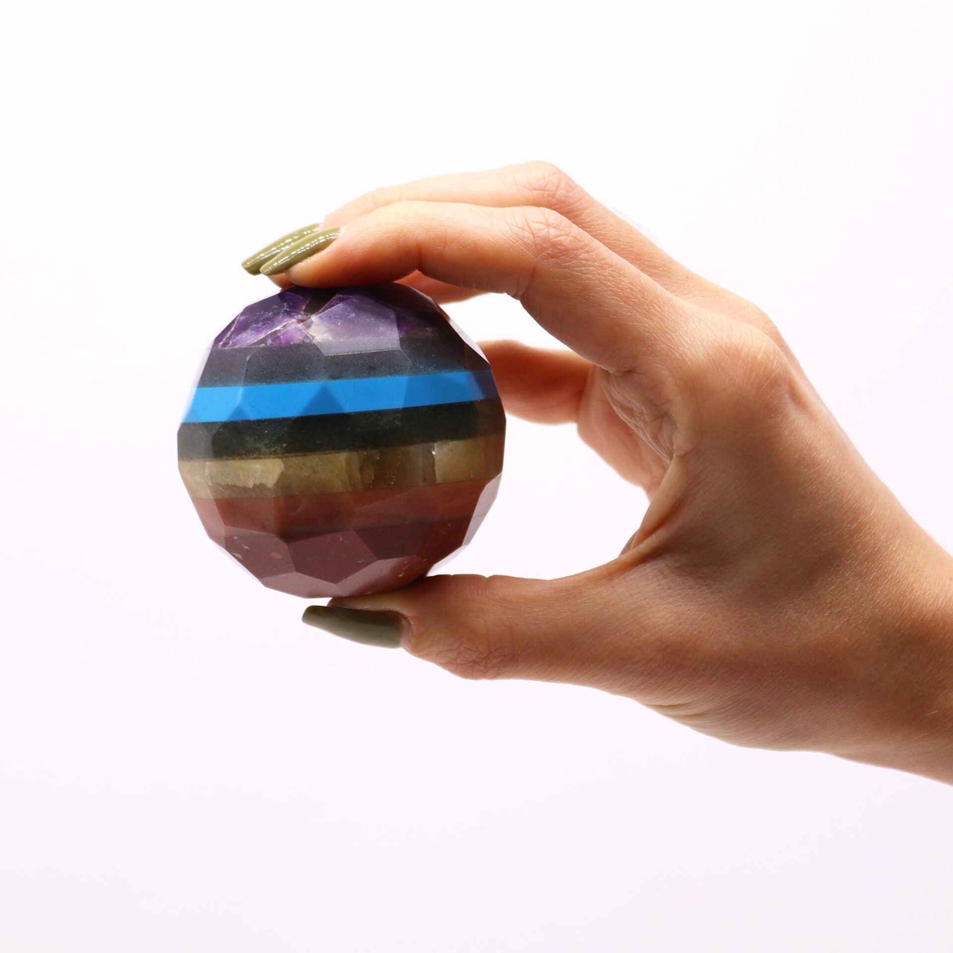 Bola Curativa de Piedras Preciosas y soporte - Siete chakras - Imagen 4