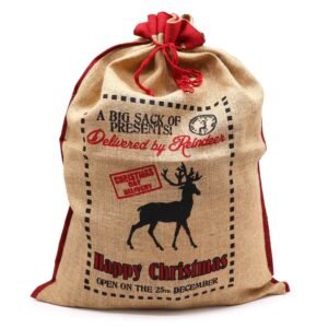 Saco de yute Santa Claus - Deliveried By Reindeer