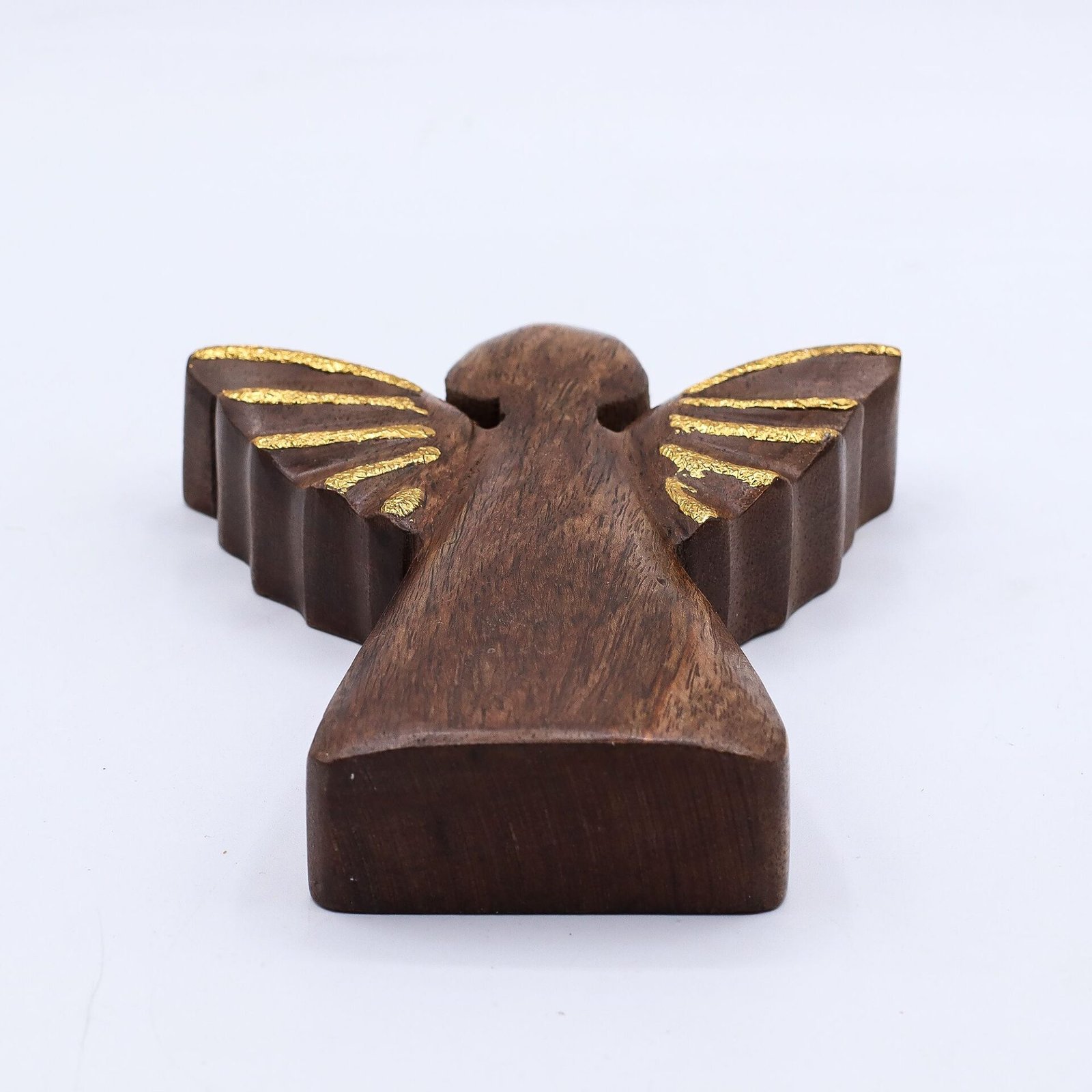 Ángel de madera de mango mediano - decoración dorada - Imagen 5