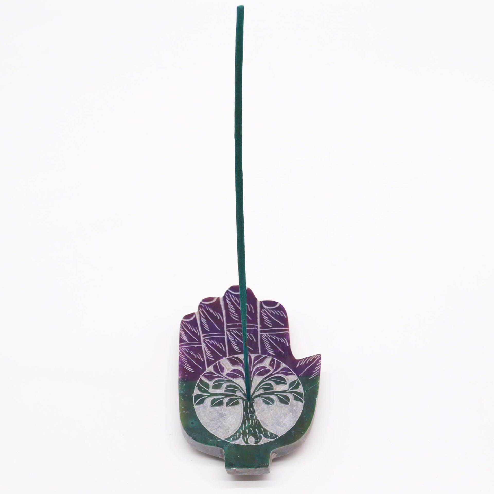 Porta-incienso Hamsa de Esteatita 13x9cm - Árbol de la Vida - Imagen 3