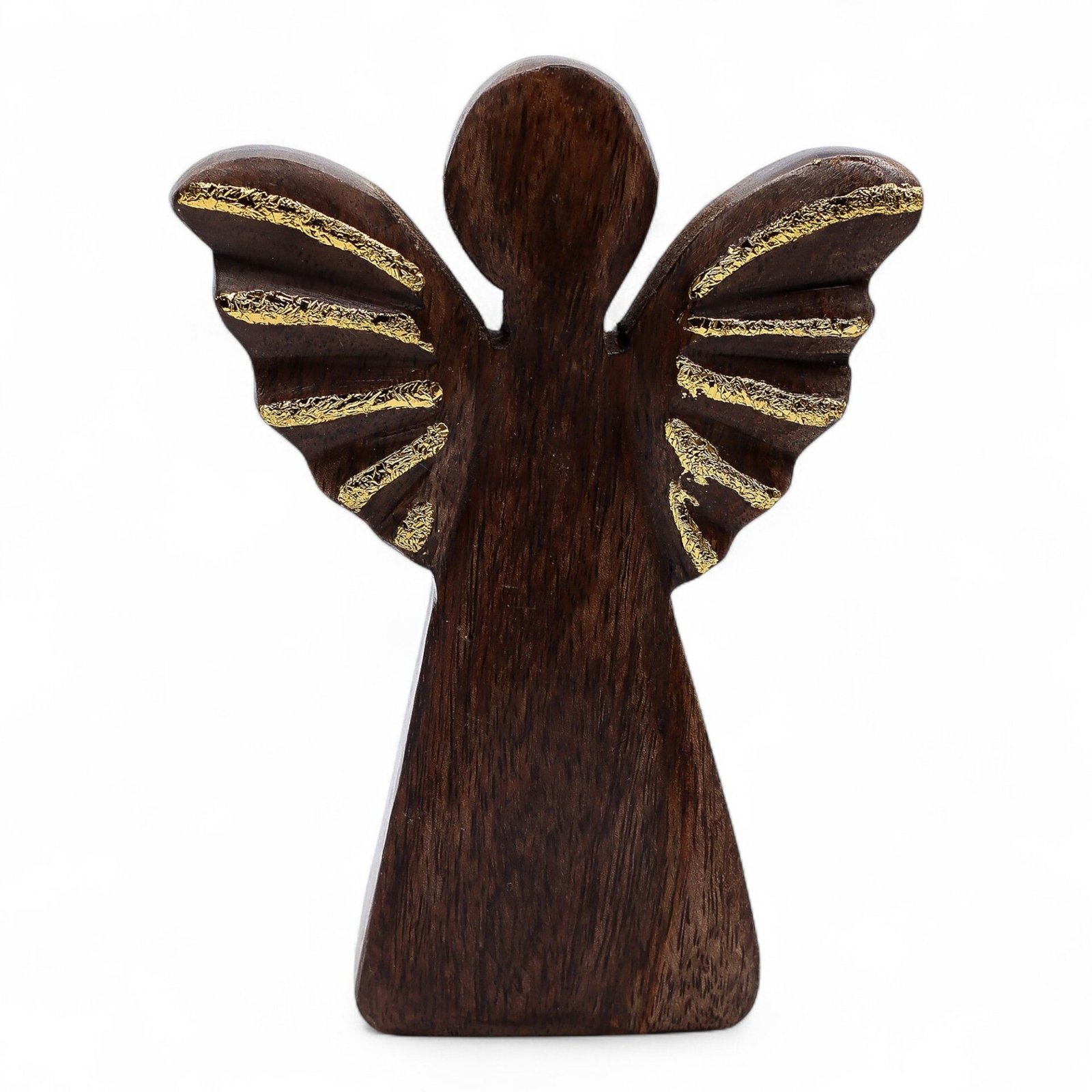 Ángel de madera de mango mediano - decoración dorada - Imagen 6