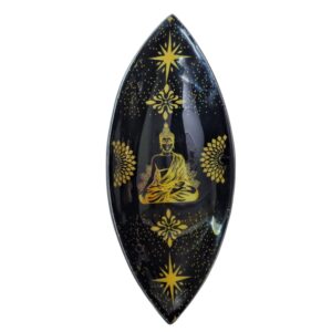 Cuenco de incienso esmaltado - aluminio - Buda dorado y negro - 20 cm.