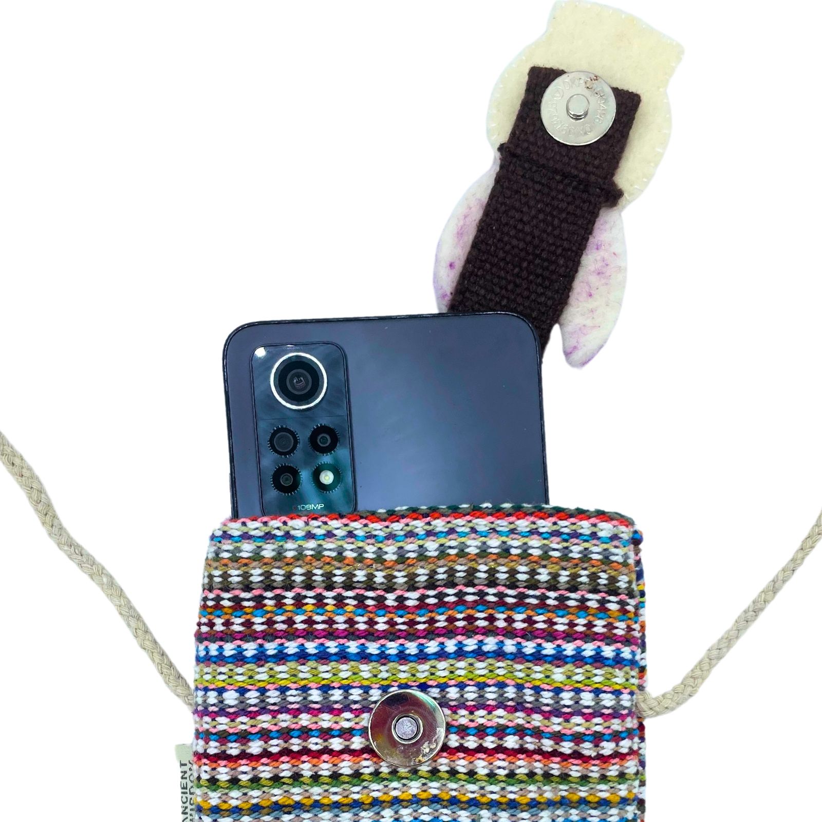 Bolso Porta Teléfono con Rayas Rosas - Decorado con conejo - Imagen 4