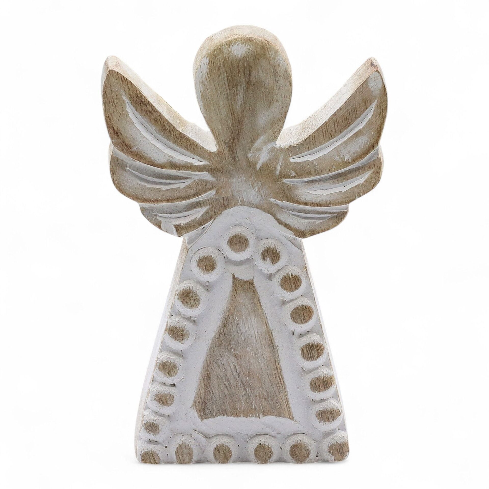 Ángel de madera de mango - lavado blanco - Imagen 5