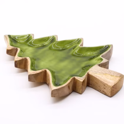 Perdidos en el bosque - Bandeja de madera esmaltada con diseño de árbol - 25x19 cm.