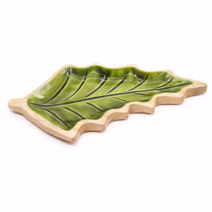 Perdidos en el Bosque - Bandeja de madera con hoja esmaltada - 33x17 cm.