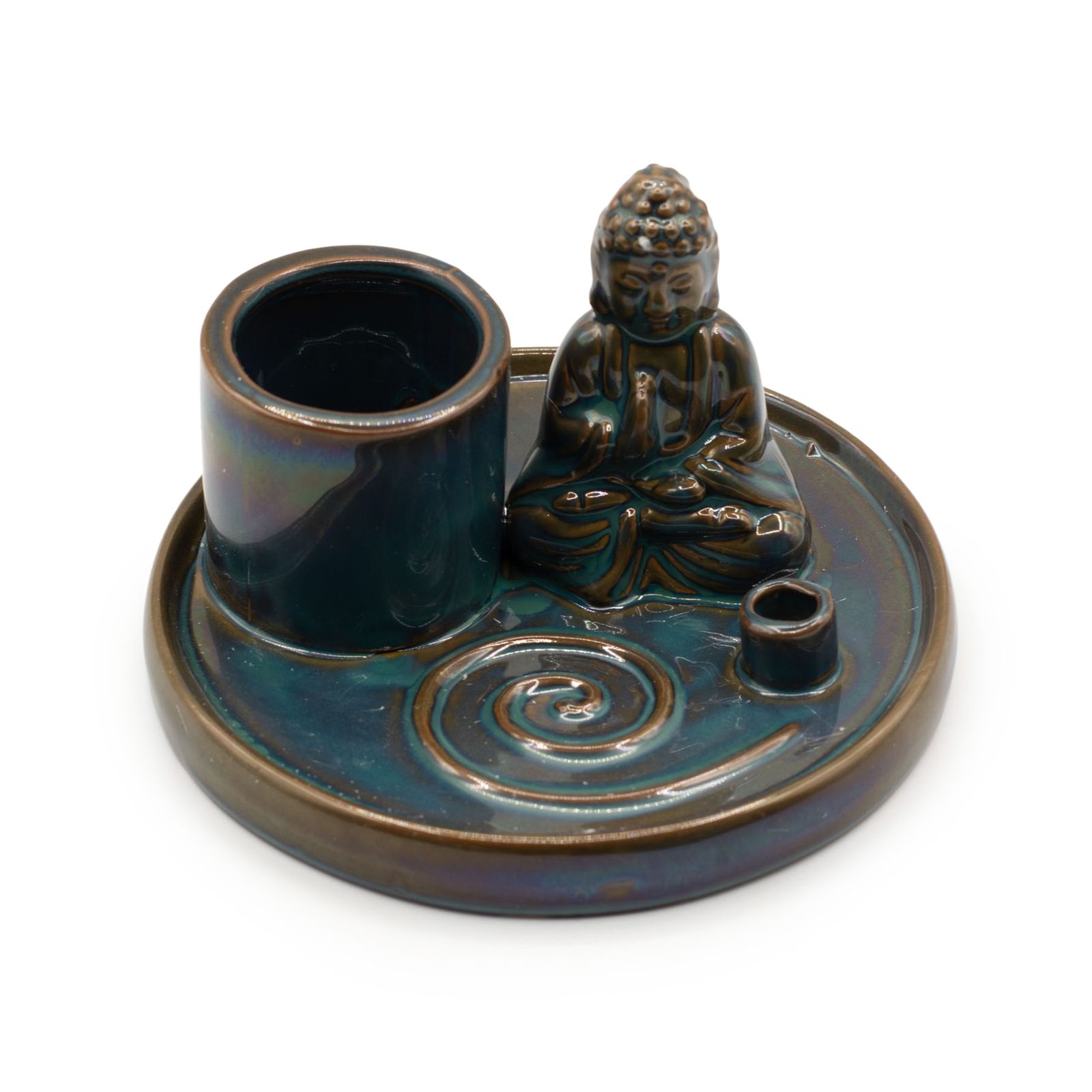 Plato de incienso de Buda de uso múltiple - cerámica azul - Imagen 3
