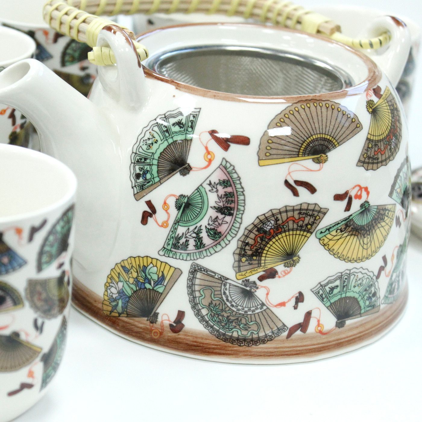 Juego de Té Oriental Abanicos con Asa de Bambú y 6 Tazas - Imagen 8
